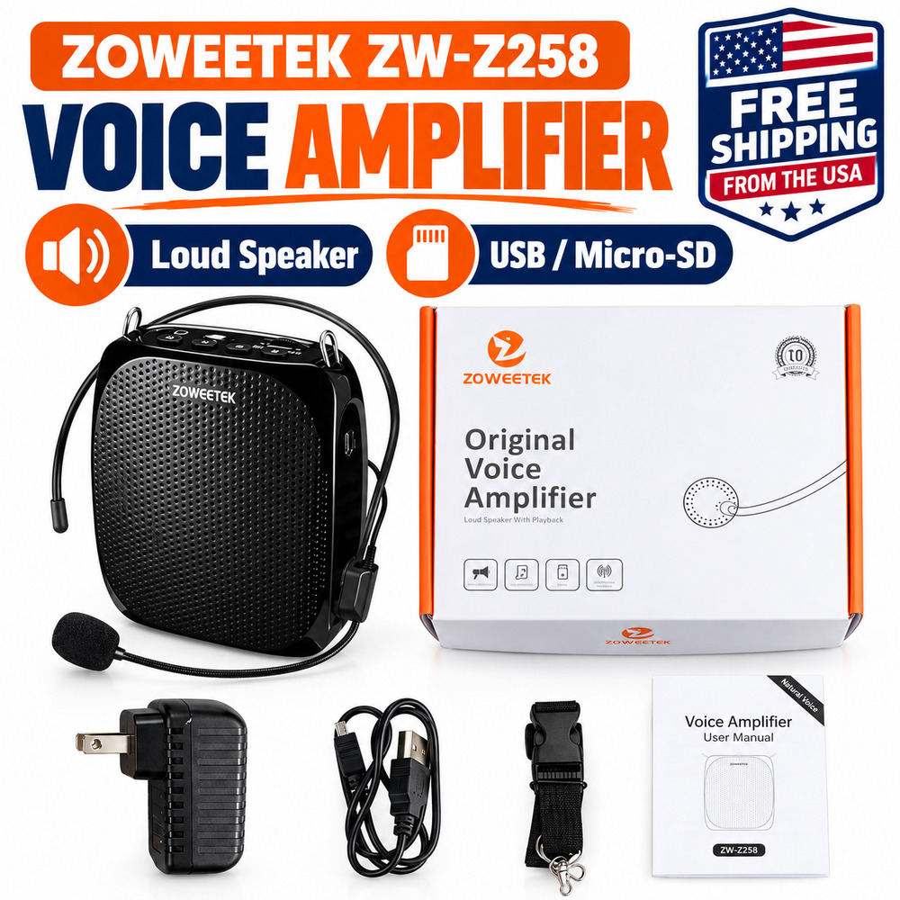 Voice Amplifier, Loud Speaker, USB/ Micro-SD by ZOWEETEK ZW-Z258